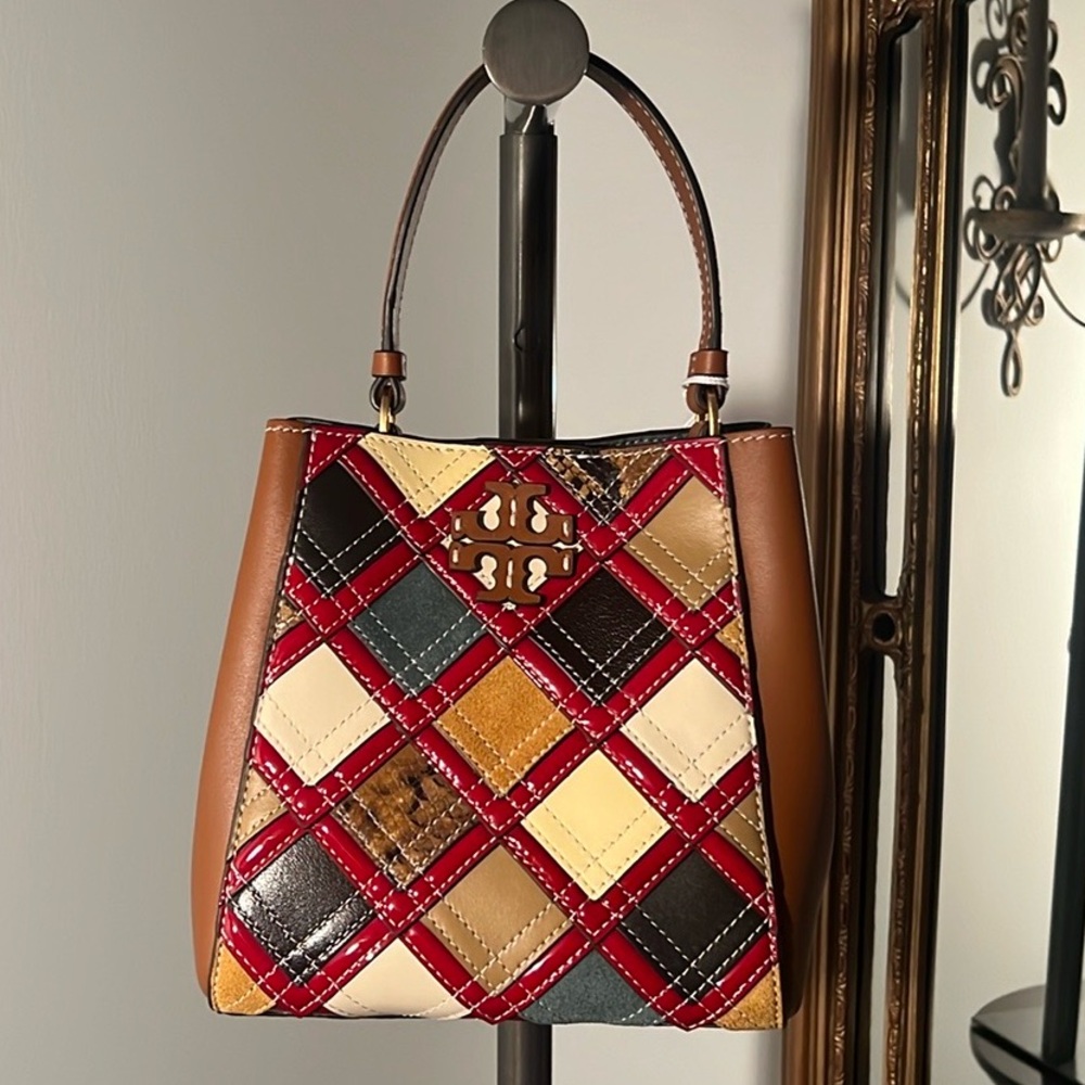 Tory Burch Women's Small Mcgraw Patchwork Bucket Bag - NWT
